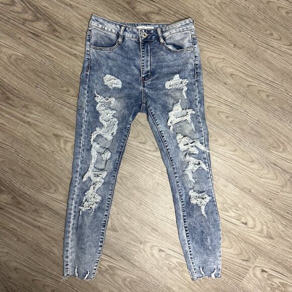 Ankle Jegging High-Rise Ripped Jeans - Picture 1 of 2